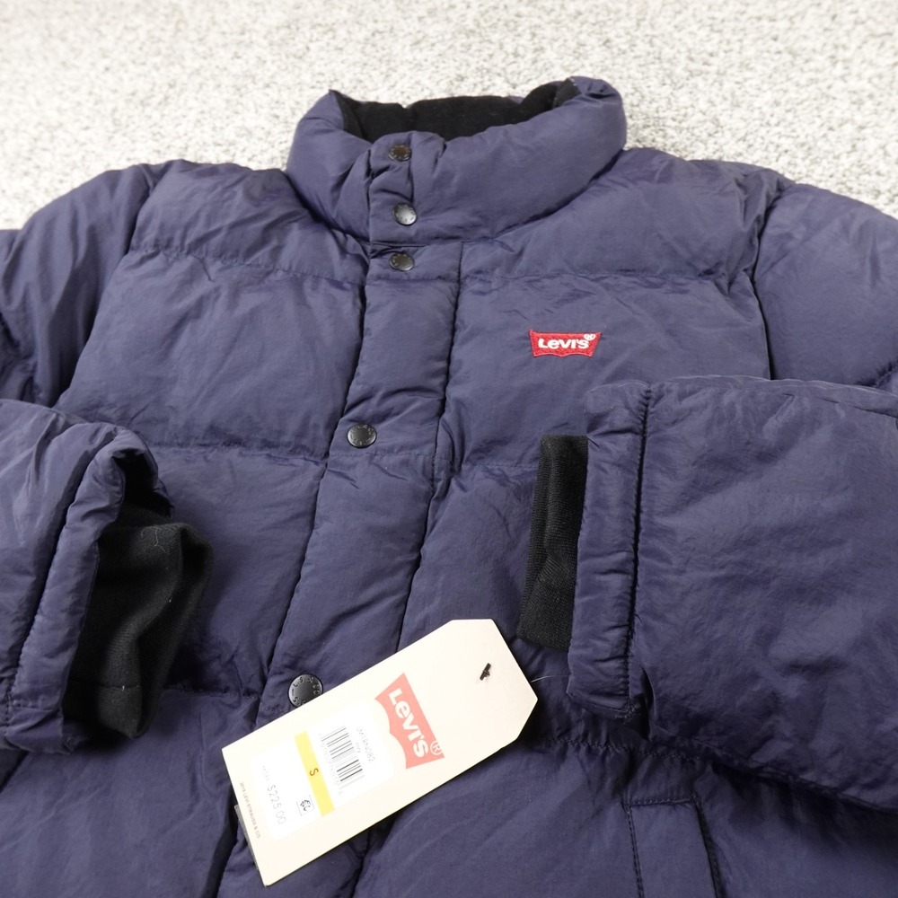 NEW Levis Jacket Mens S Blue Quilted Puffer Coat Full Zip Insulated Work Outdoor